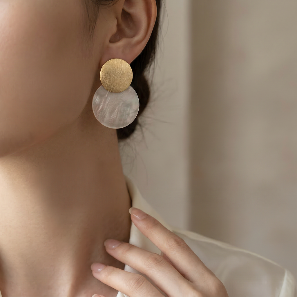 Gold and Shell Earrings