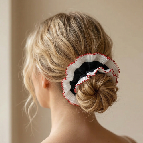 Black Double Layer Oversized Lace Hair Scrunchie