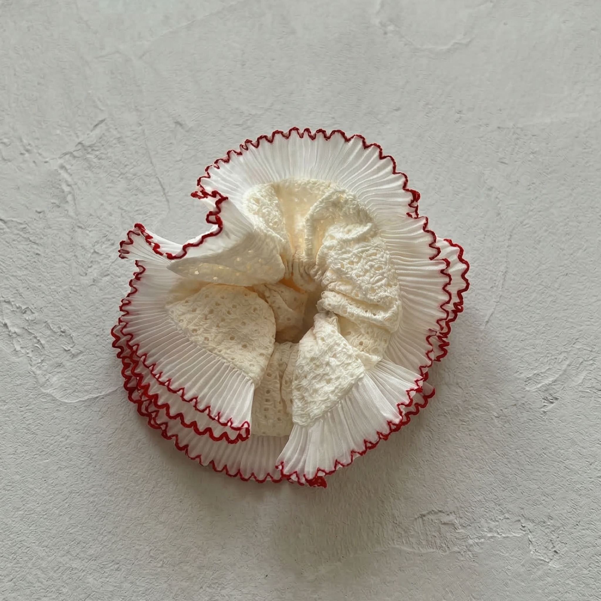 White Double Layer Oversized Lace Hair Scrunchie